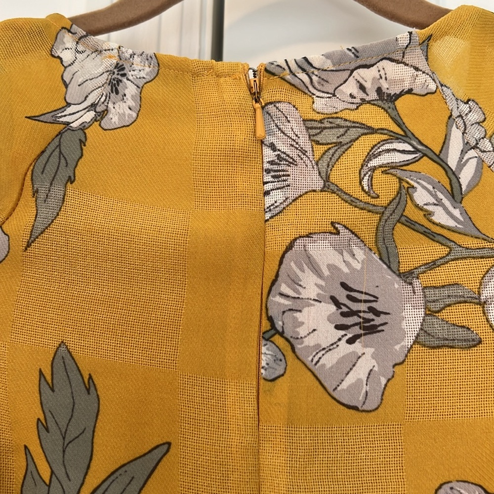 Chriselle x JOA Yellow Floral Puff Sleeve Mini Dress S - Picture 10 of 13